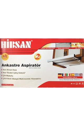 Hibsan 8052 Çift Motorlu Mutfak Aspiratörü Beyaz