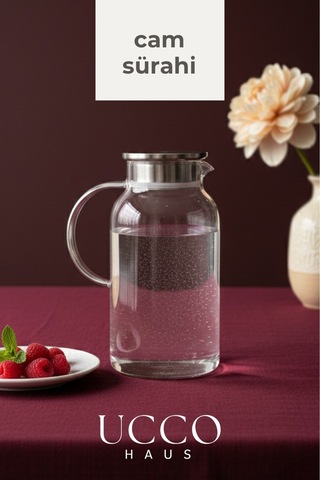 Ucco 1800 Ml Borosilikat Cam Karaf Vakum Kapaklı Sürahi, Limonata Ve Soğuk İçecek Servisi