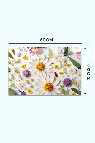 Gökçeoğlu Cam Ocak Arkası Koruyucu Cam Koruyucu Tezgah Ankastre Arkası Flower Mix 40cm X 60cm Çok Renkli