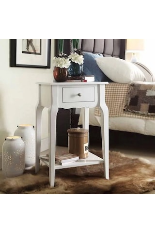 Wooding Masif Beyaz Lake Bonamy Komodin - Yan Sehpa