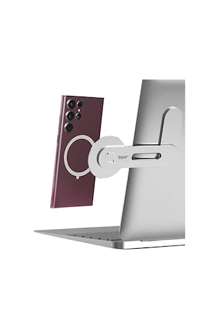 Bl16 Magsafe Uyumlu Laptop Telefon Tutucu Gümüş, Mıknatıslı Bilgisayar Ekran Tutucu