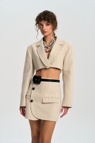 Mai Studios Co. Mai Collection Elegant Bej Ceket-etek Takım Bej