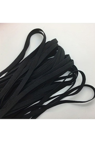 10+10 20 M Don Lastiği Siyah Yassı Esnek Bel Lastiği Paça Lastik En:7mm