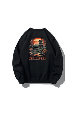 Brz Collection Unisex Oversize Zen Garden Sweatshirt-siyah Siyah
