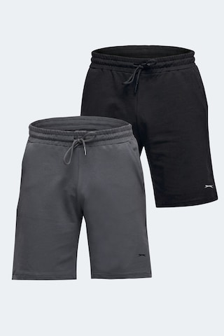 Slazenger Vardah 2 Li Set Erkek Cepli Şort Siyah - Koyu Gri