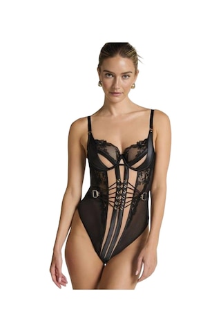 For Dreams Siyah Bağcıklı Dantel String Body