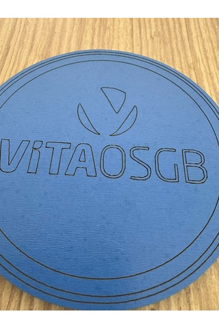 10'lu Kişiye / Şirkete Özel Logolu Bardak Altlığı Seti Lazer Kesim Kurumsal Hediye 9 Cm Koyu Mavi