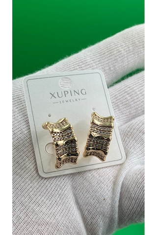 Xuping Rose Gold Zirkon Taşlı Vip Kadın Küpe Altın