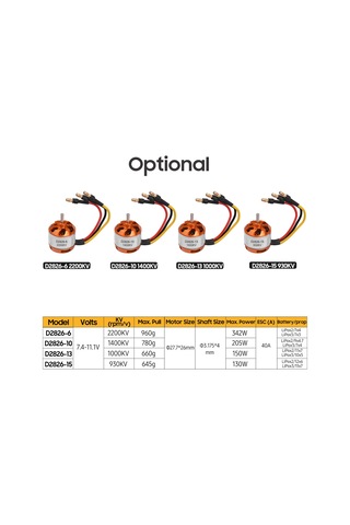 Kosona 1000kv Bakır Rengi Sabit Kanat Uçak Ve Model Uçaklar İçin Brushless Elektrik Motoru D2826-13