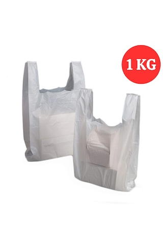 Kalın Kırık Beyaz Poşet 30x60 Cm Büyük Boy 1 Kg Hışır Atlet Poşet Market Manav Poşeti Çöp Poşeti