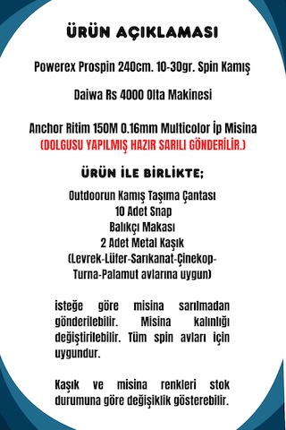 Powerex Prospin 240cm 10-30gr Daiwa Rs 4000 Metal Kafa Spin Olta Seti 1
