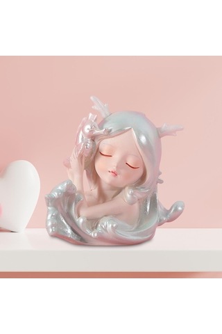Opulentliving Ofis Dekorasyonu Sevimli Küçük Kız Figürü Doğum Günü Hediyesi 8 Cm Reçine Küçük