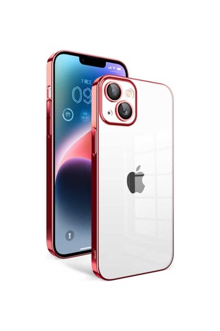 Apple Uyumlu iPhone 14 Plus Kılıf Kamera Korumalı Renkli Çerçeveli Zore Garaj Kapak Kırmızı