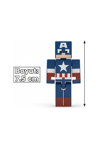 Kaptan Amerika Spiderman Minecraft 4 Karakter 3 Aksesuar 7 Parça Çocuk Figür Oyun Seti