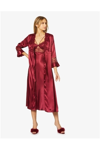 Pierre Cardin Kadın Altılı Saten Çeyiz Seti 6025 - Bordo