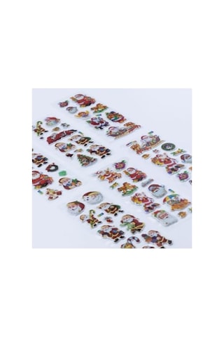 6 Adet Yılbaşı Kabartmalı Sticker Seti - Renkli Ve Eğlenceli Abanoz