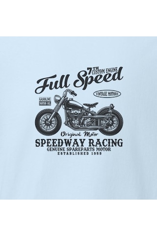 Wildstyle Full Speed Speedway Racing Motosiklet Vintage Yarış Baskılı Unisex Bisiklet Yaka Pamuklu Tişört - Be