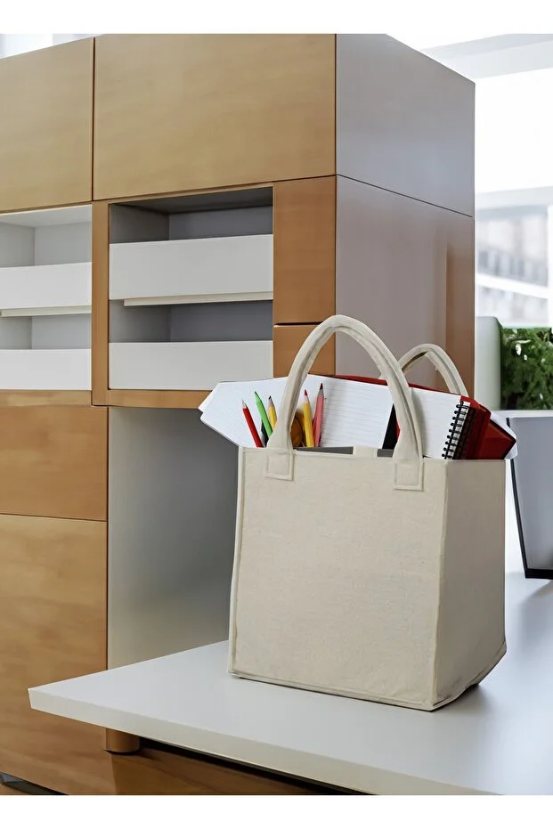 Keçe Küp Oyuncak Kutusu Kulplu Krem Organizer 30 X 30 Cm Krem