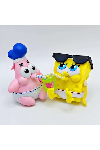 Sünger Bob Patrick Mini Figür 2'li Set Birleşen Bardak Tasarımlı Koleksiyon Figürü