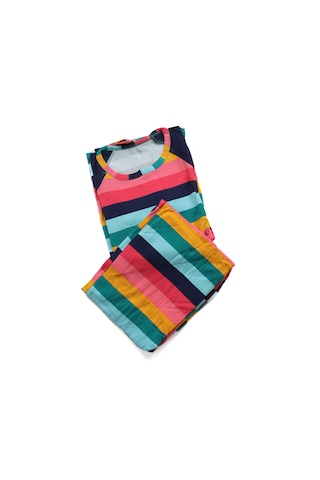 Derya Kurşun Kadın Uzun Kollu Pijama Takımı Çizgili Lacivert