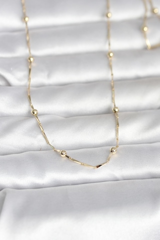 Bsre 14k Gold Renk Kesme Çubuk Zincir Topçuklu 60 Cm Kadın Kolye Cm Renkli
