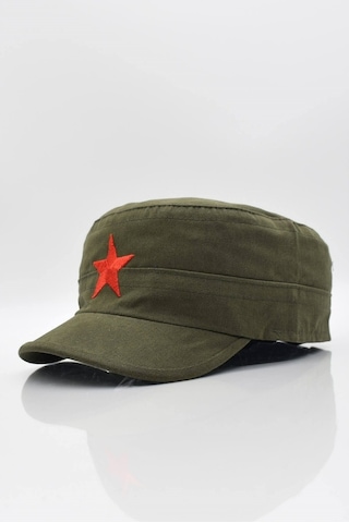 Külah Erkek Castro Şapka Yıldızlı Fidel Castro Kep-Haki-Haki-Standart