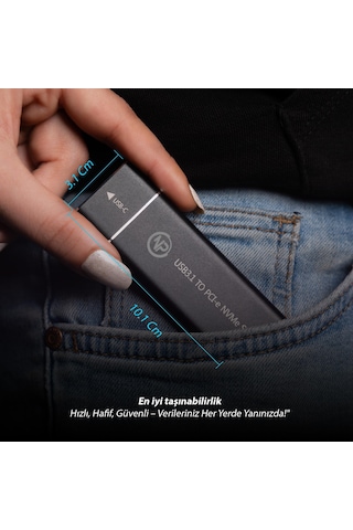 NPO DK02 NVMe M.2 USB-A Type-C Kablolu Taşınabilir Harici SSD Boş Kutu