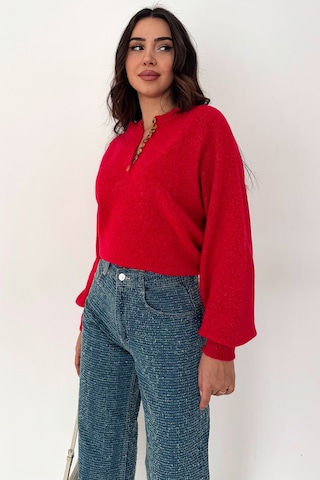 Noa & Noa Kadın Düğmeli Triko Kazak Red Stitch Kırmızı
