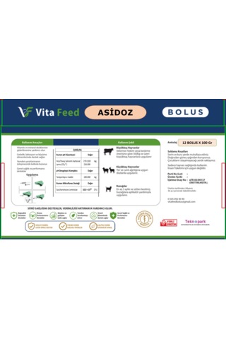 Vitafeed Asidoz Buffer Bolus 100 Gr 12 Adet