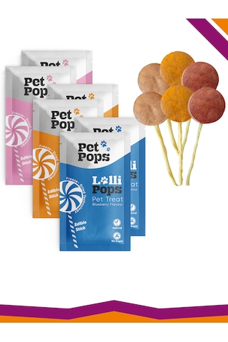 Lollipops Karışık Mix Lezzet Paketi 6'lı Kedi Köpek Ödül Lolipopu