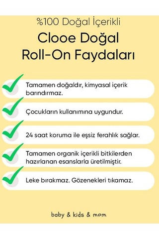 Clooe Unisex Clooe Lekesiz Fresh Gözenek Kapatmaz Ter Kokusu Önleyici Doğal Roll-On 50 ML