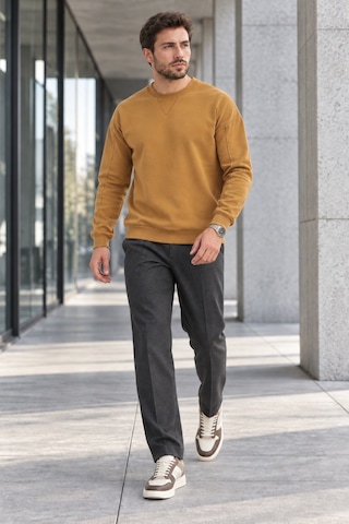 Polo State Erkek Bisiklet Yaka Oversize Dikiş Detaylı Basic Sweatshirt - Kahve Kahverengi