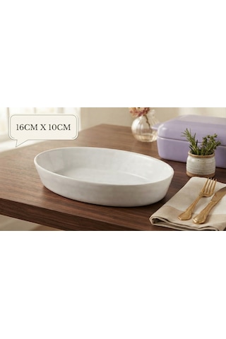 Lumina Oval Porselen Sunum Kabı / Servis Tabağı 16 10 Cm Beyaz