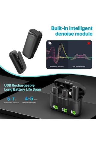 Ulanzi J12 Kablosuz Lightning Apple Uyumlu iPhone İkili Yaka Mikrofonu 2885