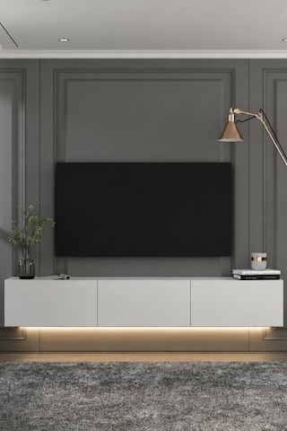 180dhdtdal1b Sadem Led Işıklı Duvara Monte Tv Sehpası Beyaz