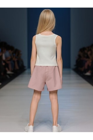 Kız Çocuk Pamuklu Pileli Kelebek Baskılı Şortlu Takım-15889 Çok Renkli