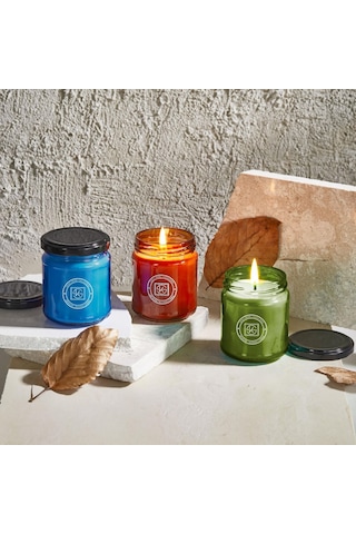 Selka Home - Rainbow 3'lü Renkli Cam Tasarım Kokulu Candle Mum Sarı