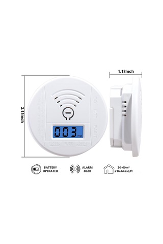 Lemestar Kalıcı Pil İle Çalışan, Dijital Ekranlı Ve Led Işıklı Elektrokimyasal Sensörlü Karbon Monoksit Alarmı, Mutfak Ve Banyo İçin Güvenlik Cihazı