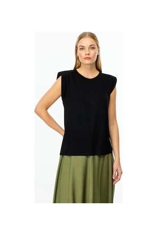 On Fashion Omuzları Vatkalı Kadın Kolsuz Bluz 25y.on.blz.51486.01 Siyah
