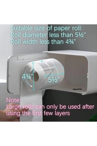 Fastbuy Kendinden Yapışkanlı Delmesiz Şeffaf Pencereli Siyah Tuvalet Kağıdı Tutucu Banyo Düzenleyici Siyah