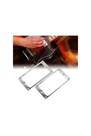 Hfambition Gitar Humbucker Pikap Kafası - Çinko Alyüminyum, Ses Kalitesini Artırır, 2 Adet, Gümüş Renk, 4x4mm Düz Çerçeve