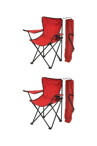 Exent 2'li Rejisör Kamp Sandalyesi Piknik Sandalyesi Katlanır Sandalye Taşıma Çantalı Kırmızı
