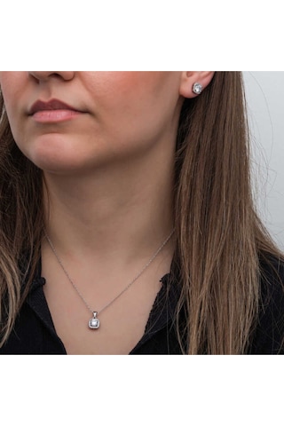 Casera's Gümüş Kare Montür Tek Taş Kadın Set Csr2185531 Gümüş