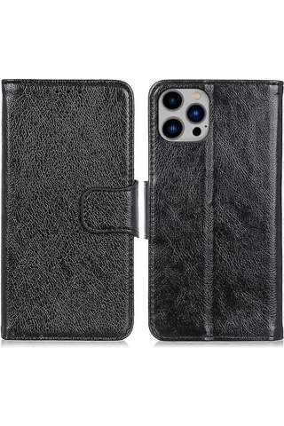 İphone Uyumlu 16 Pro Kılıfı Nappa Dokulu Bölünmüş Deri Düşmeye Karşı Darbeye Dayanıklı Telefon Kılıfı