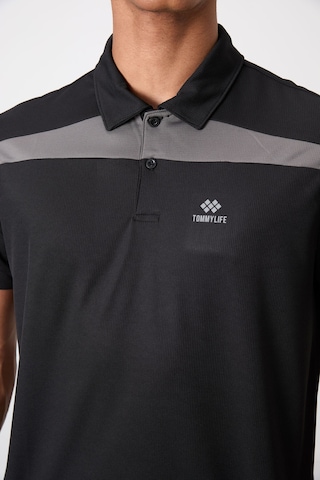 Tommy Life Siyah Polyester Nefes Alan Dokulu İnce Esnek Standart Fit Polo Yaka Erkek Performans T-shirt - 8839 Siyah