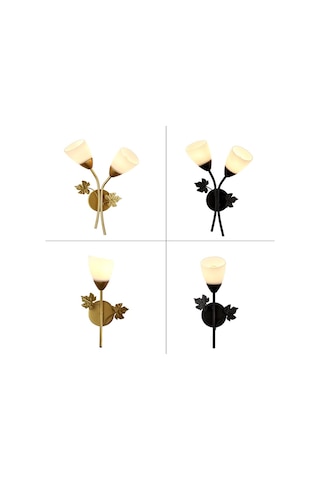 Demir Duvar Işıkları For Without Light Bulb Siyah Siyah