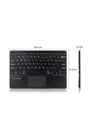 Microcase Apple Uyumlu iPad Pro 11 2021 Bluetooth Touchpad Klavye 25 CM TR Sticker + Tablet Standı - AL2758