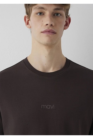 Mavi Erkek Logo Baskılı İnterlok T-shirt M0613102 Kahverengi