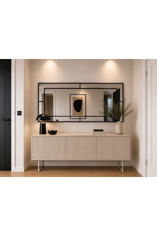 Effe Siyah Metal Çerçeveli 180x80 Cm Dekoratif Ayna