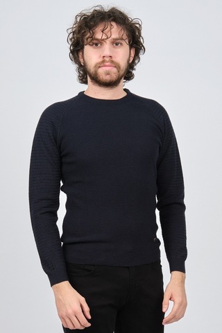 Çizgi Triko Erkek Bisiklet Yaka Slim Fit Kazak 42554259 Lacivert Lacivert